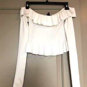 Off-the-shoulder cropped sweater